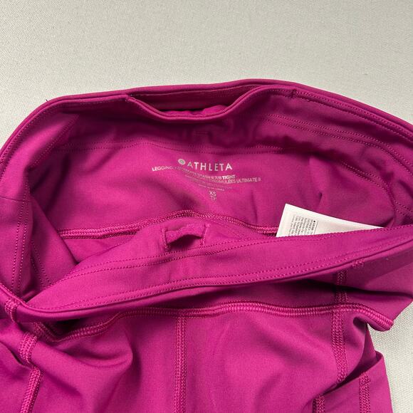 Athleta Leggings Ultimate Stash II Pocket 7/8 Tight Women's XS Magenta Workout - Picture 7 of 9